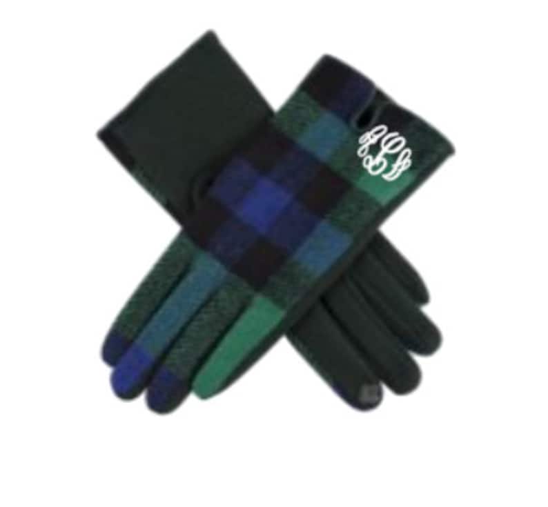 Monogrammed Plaid Touchscreen Gloves, Personalized Winter Gloves immagine 7