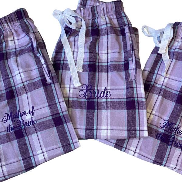 Monogrammed Flannel Pajama Pants / Monogrammed Pajama pants / plaid pj pants / personalized pajamas / Purple Pajama Pants