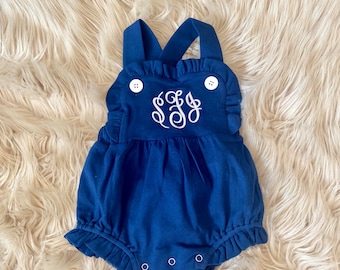 Personalized Baby Bubble / Girls Sunsuit / Monogrammed Ruffle Romper / Monogrammed Sunsuit / Personalized Sunsuit