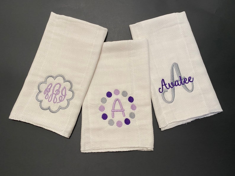 Personalized Burp Cloths / Monogrammed Baby Burp Cloths / Embroidered Baby Burp Cloth / Monogrammed Baby Gift image 2