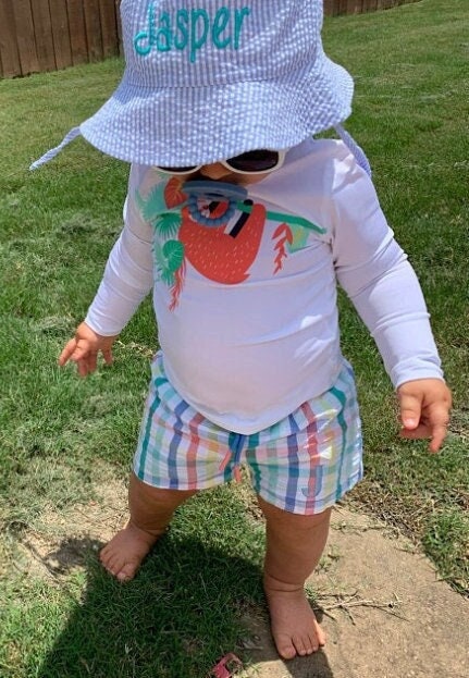 Monogrammed Seersucker Bucket Hats / Personalized Bucket Hats / Monogrammed  Baby Toddler Sun Hat 