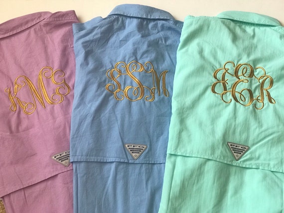 Monogrammed PFG Cover Up/ Monogrammed Columbia Fishing Shirt/ Short Sleeve  PFG Cover up / Bridal Party Beach Cover Up 