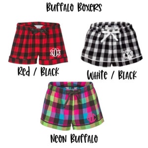 Monogrammed Boxers / Women&#39;s Boxer Shorts / Personalized Plaid Boxer Shorts / Ladies Pajama boxers