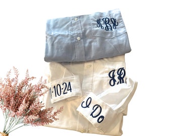 Monogrammed Oxford Shirt/ Bridal Party Shirts / Personalized Wedding Shirts / Bridesmaid Shirt / Monogram Oxford / Getting Ready Shirt