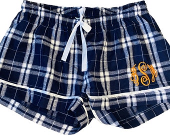 Personalized Flannel boxers / Monogrammed Boxer shorts / Plaid Boxer Shorts / Ladies Pajama boxer