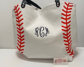 Monogrammed Baseball Tote / Monogrammed sports tote / Tote Bag / Baseball Bag