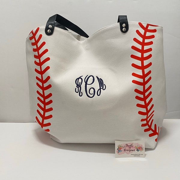 Monogrammed Baseball Tote / Monogrammed sports tote / Tote Bag / Baseball Bag