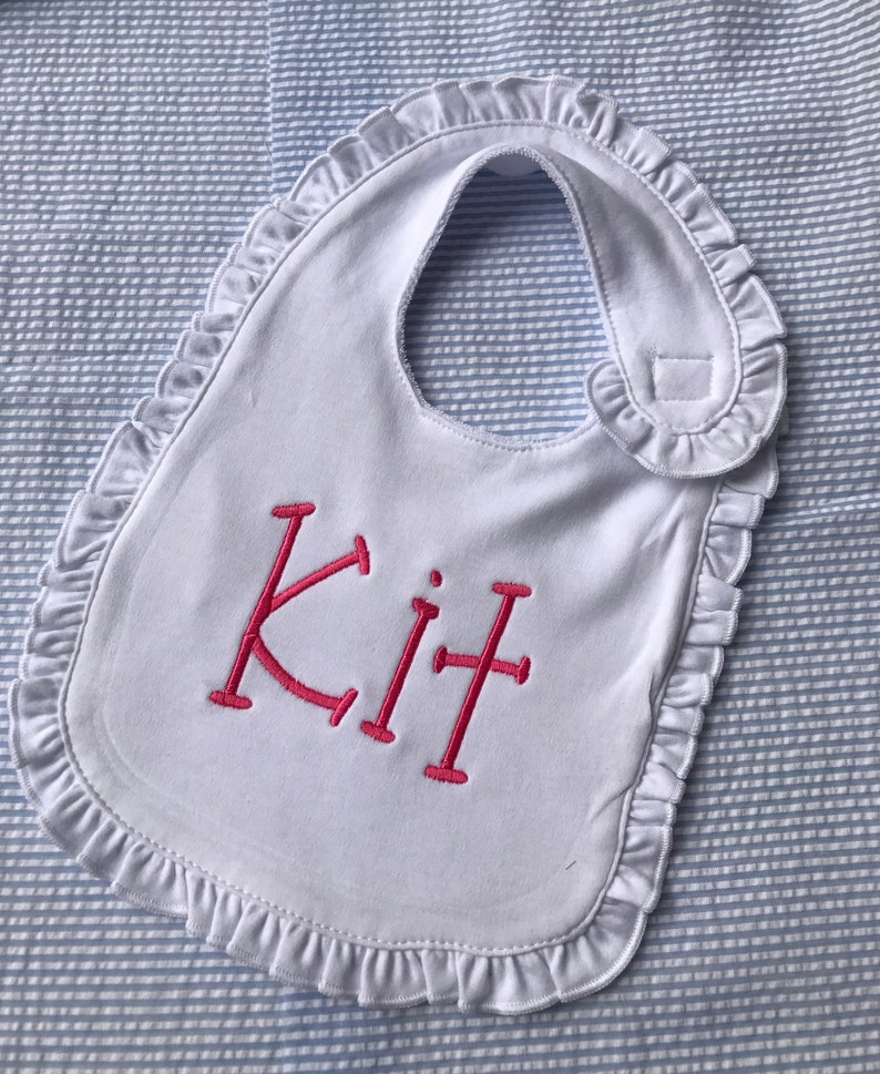 Monogrammed Ruffle Bib / Monogrammed Baby Bibs / Personalized Etsy