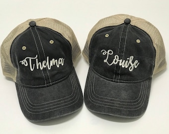 Embroidered Trucker Hats / Thelma and Louise Best Friend Hat / Funny Hats / Trucker Hat / Baseball Cap / BFF Hats / Mesh Hat