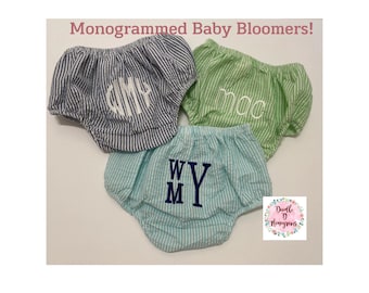 Baby Seersucker Diaper Cover Custom Baby Bloomers Monogrammed