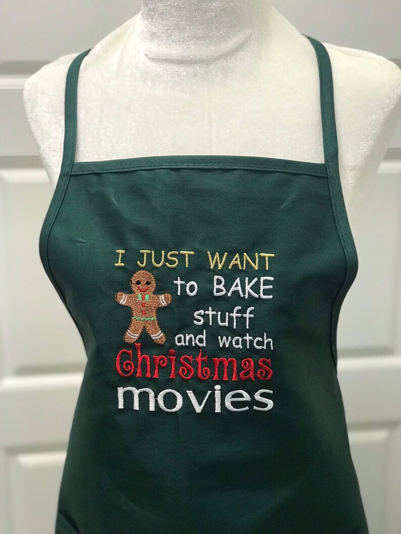 Embroidered Christmas Apron / I Just Want To Bake Things Apron Etsy