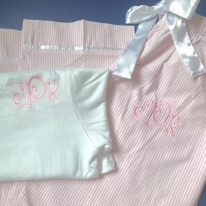 Monogrammed Pajama Pant Set / Seersucker Pajama Set / Personalized Pajamas / Getting ready outfits