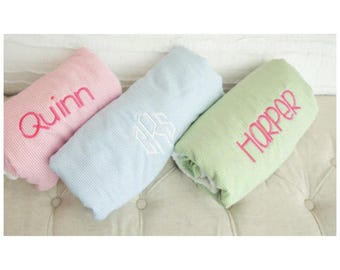Monogram Beach Towel / Seersucker Beach Towel / Personalized Beach Towel / Girl Beach Towel / Pool Towel / Boy Beach Towel / Kids Summer