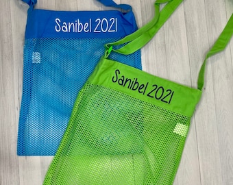 Monogrammed Sea Shell Tote / Mesh Shell Tote / Monogrammed Kids' Beach Tote