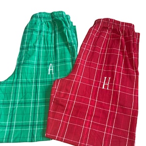 Personalized Pajama Pants / Monogrammed Plaid flannel Pants / Custom embroidered Pajama Pants / Monogrammed Matching Christmas Pajamas