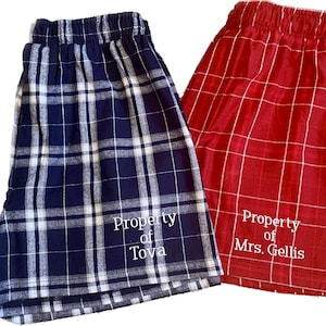 Personalized Flannel Boxers / Monogrammed Boxer Shorts / Plaid