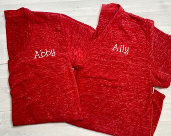 Monogrammed V-Neck T-shirt / Monogrammed Short Sleeve Tee / Monogrammed V-Neck Tee / Short sleeve Monogram shirt