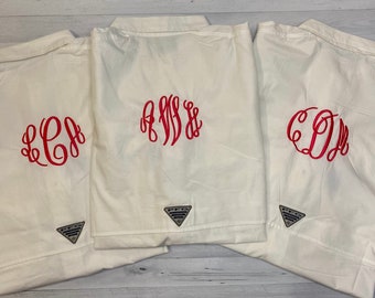 Monogrammed PFG cover up / monogrammed Columbia Fishing Shirt/ Short Sleeve PFG Cover Up / Bridal Party Beach Cover Up