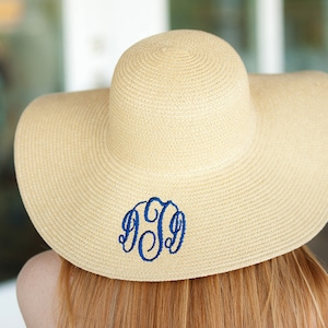 Floppy Beach Hat / Personalized Straw Hat / Monogram Wide Brim Hat / Honeymoon Hat