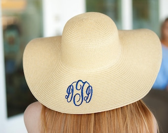 Floppy Beach Hat / Personalized Straw Hat / Monogram Wide Brim Hat / Honeymoon Hat