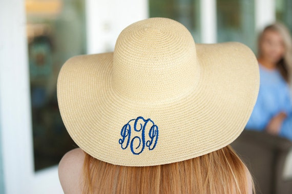 Floppy Beach Hat / Personalized Straw Hat / Monogram Wide 