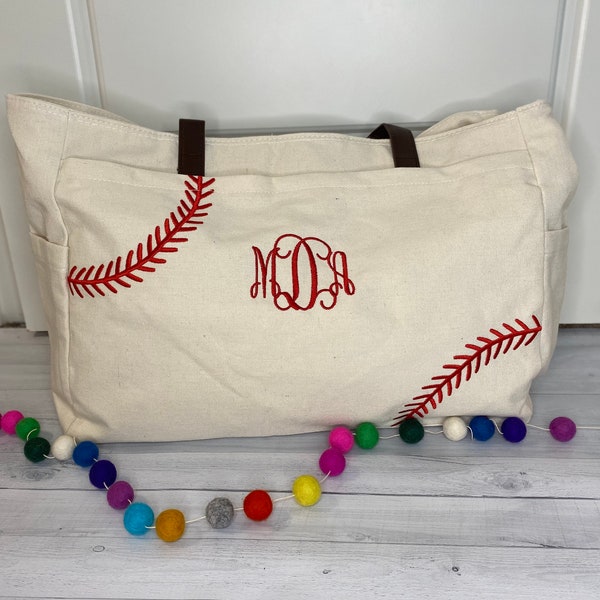 Canvas Baseball Tote Etsy