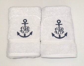 Monogrammed hand towel set / Bath towels / Personalized towels / Monogrammed Bathroom Hand Towel / Monogram Towel