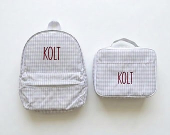Personalized School Backpack, Custom Embroidered Nylon Backpack,  Monogram Backpack and Lunch Tote