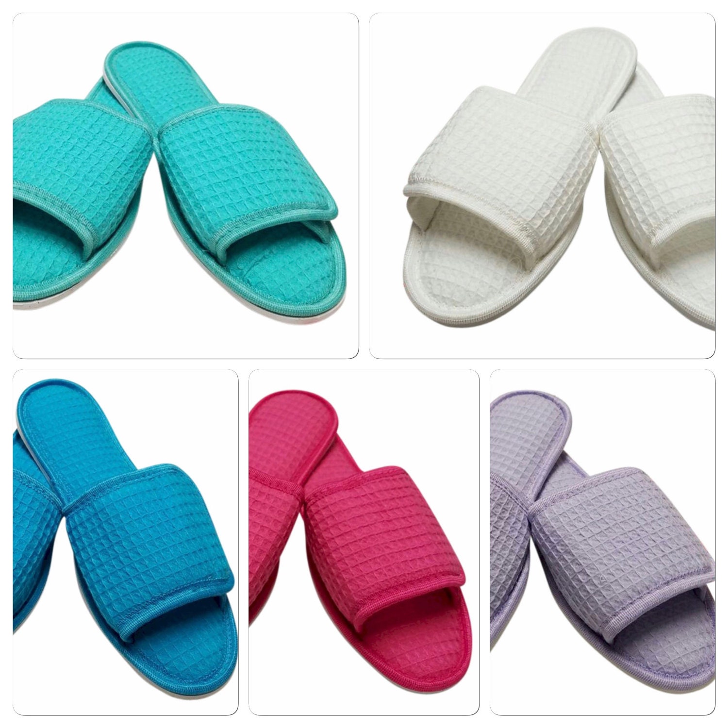 Monogrammed Spa Shoes / Bride Slippers / Cotton Waffle Etsy