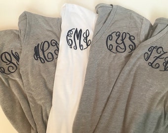 Monogrammed V-Neck T-shirt / Monogrammed Short Sleeve Tee / Monogrammed V-Neck Tee / Short sleeve Monogram shirt