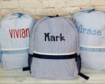 Personalized Kids Backpack / Personalized Bookbags / Monogrammed Backpack / Seersucker Diaper Bag