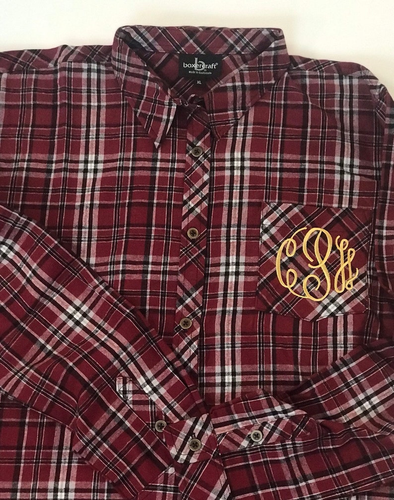 Monogrammed Flannel Shirts Button down Flannel Shirts Monogrammed Plaid Flannel Shirts Unisex Flannel Shirts Women/'s Tops and Tees
