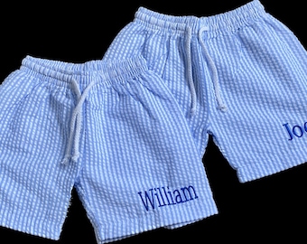Boys' Seersucker swimming trunks / Monogrammed Swim Trunks / Monogrammed Seersucker boys' swim suit / Swim Trunks / Personalized Shorts