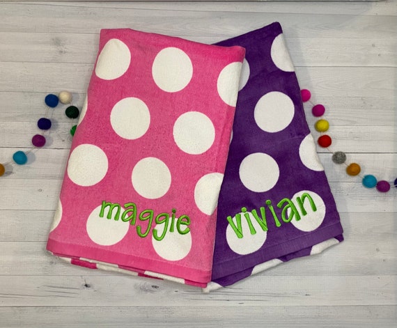 Pink polka dot towels sale
