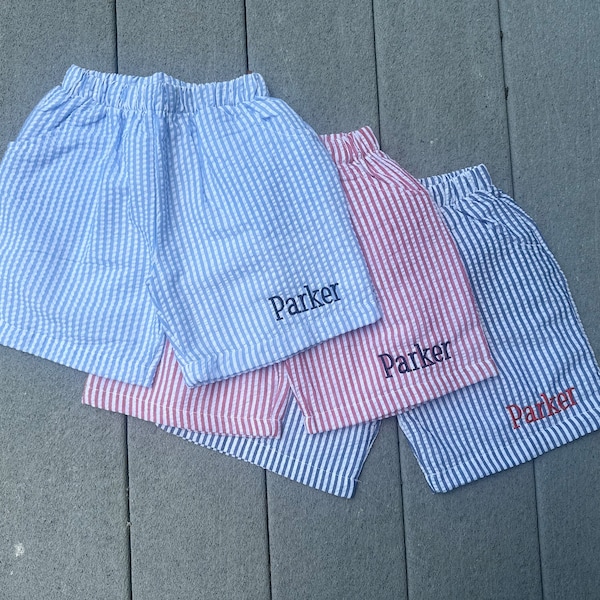 Personalized Boy's Seersucker shorts / Monogrammed Boys Shorts / Youth Boy's shorts Seersucker boys' shorts