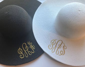 Floppy hat / Honeymoon Hat / Monogrammed Beach Hat / Sun Hat / Bridal Party Hat