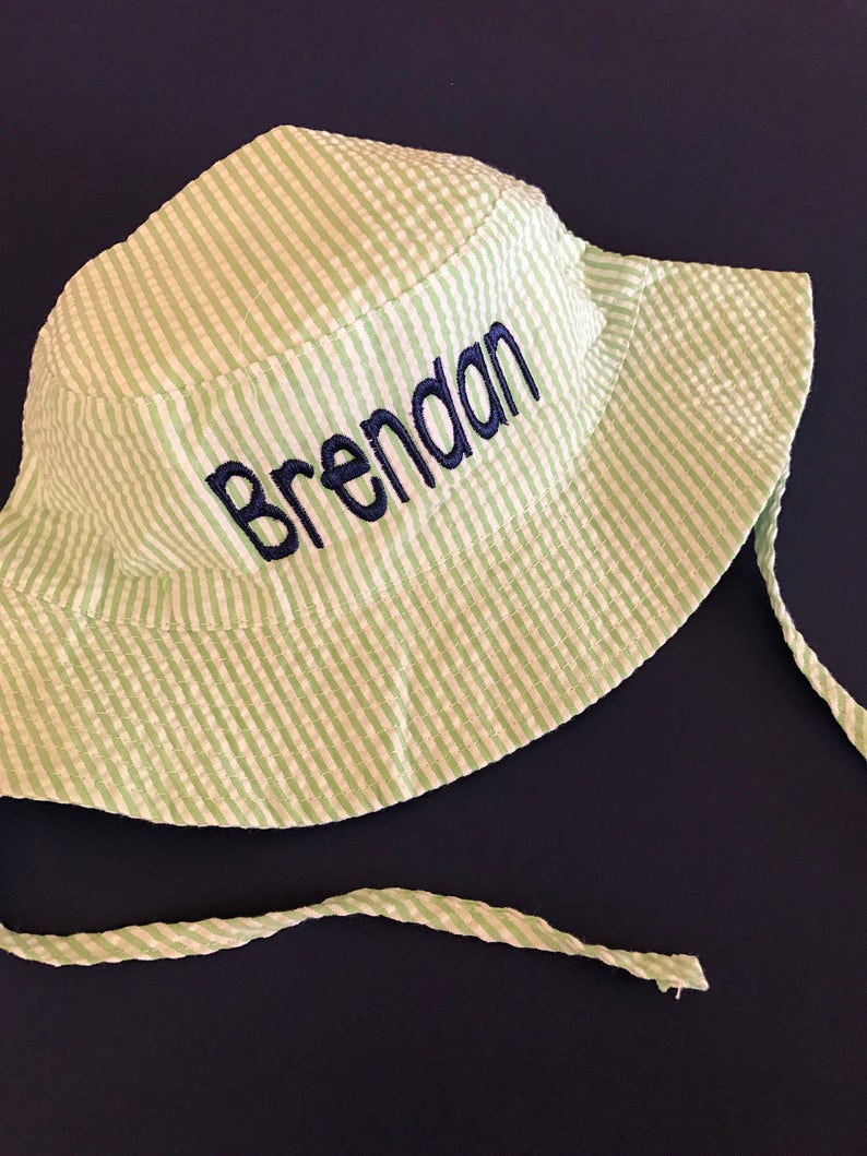 Monogram Seersucker Bucket Hats Toddler Bucket Hats Monogrammed Toddler SunHat
