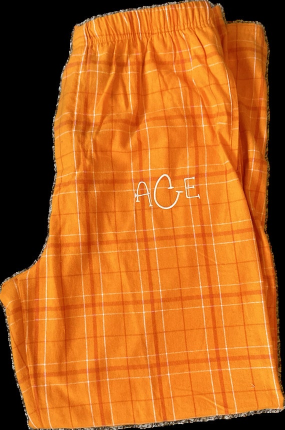 Personalized Orange Pajama Pants Monogrammed Pajama Pants