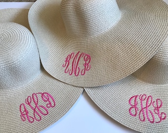 Embroidered Honeymoon Hats / Floppy Hats / Sun Hat / Beach Hat / Monogrammed Floppy Hat / Bridal Party Hats