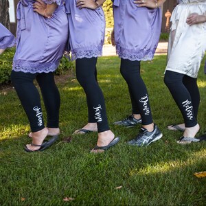 Monogrammed Leggings / Black Leggings / Long Leggings / Getting ready Leggings / Bridal Party Legging