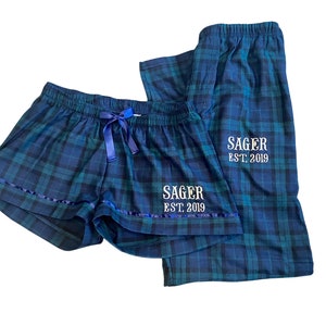 Personalized Couple&#39;s Pajamas / Matching PJ Set / Mr. and Mrs. Pajamas / His and Her PJ Set