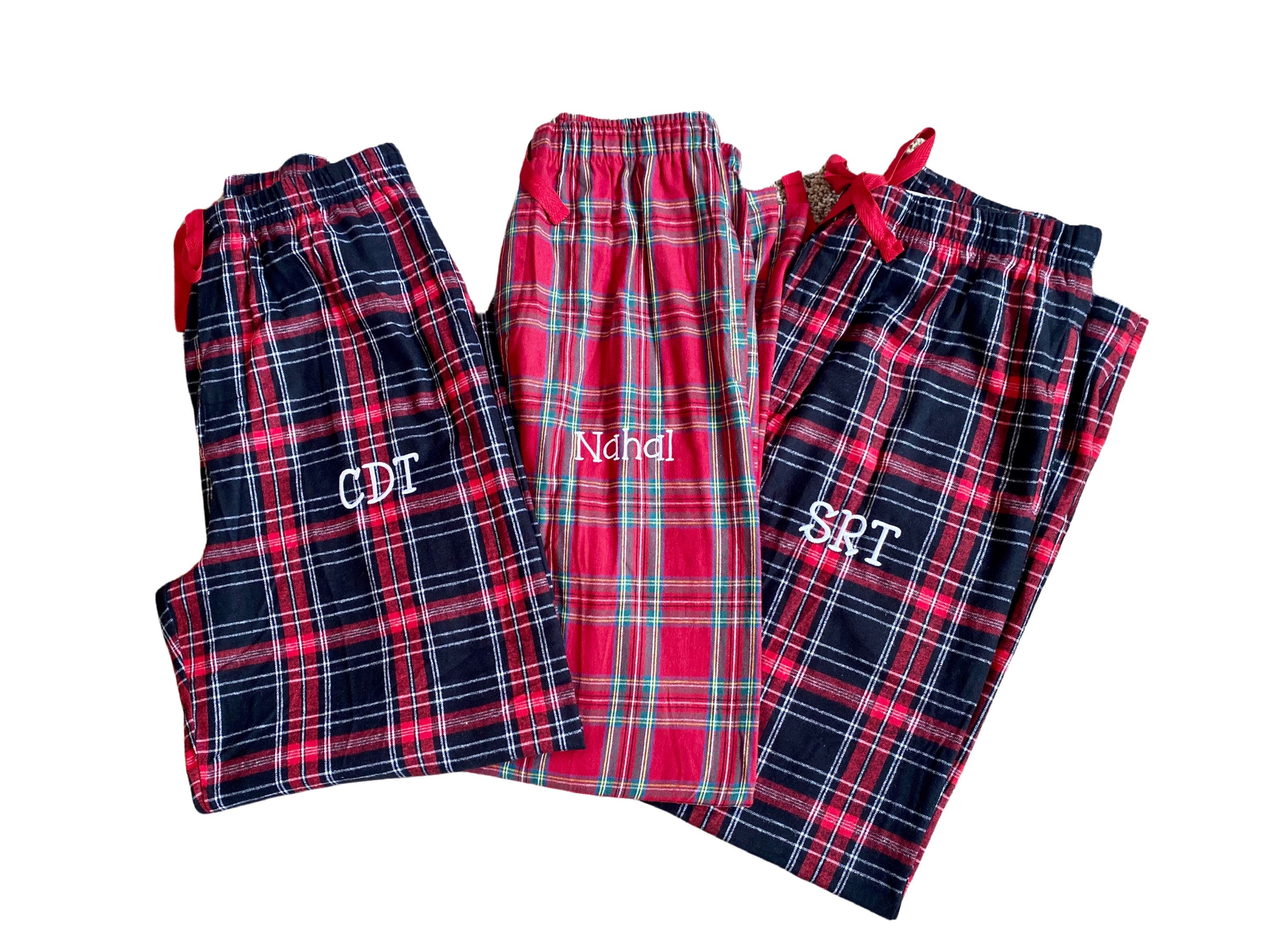 Monogrammed Red with Black Swiss Dot Pajama Pants