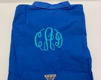 Monogrammed PFG cover up/ monogrammed Columbia Fishing Shirt/ Short Sleeve PFG Cover Up / Bridal Party Beach Cover Up