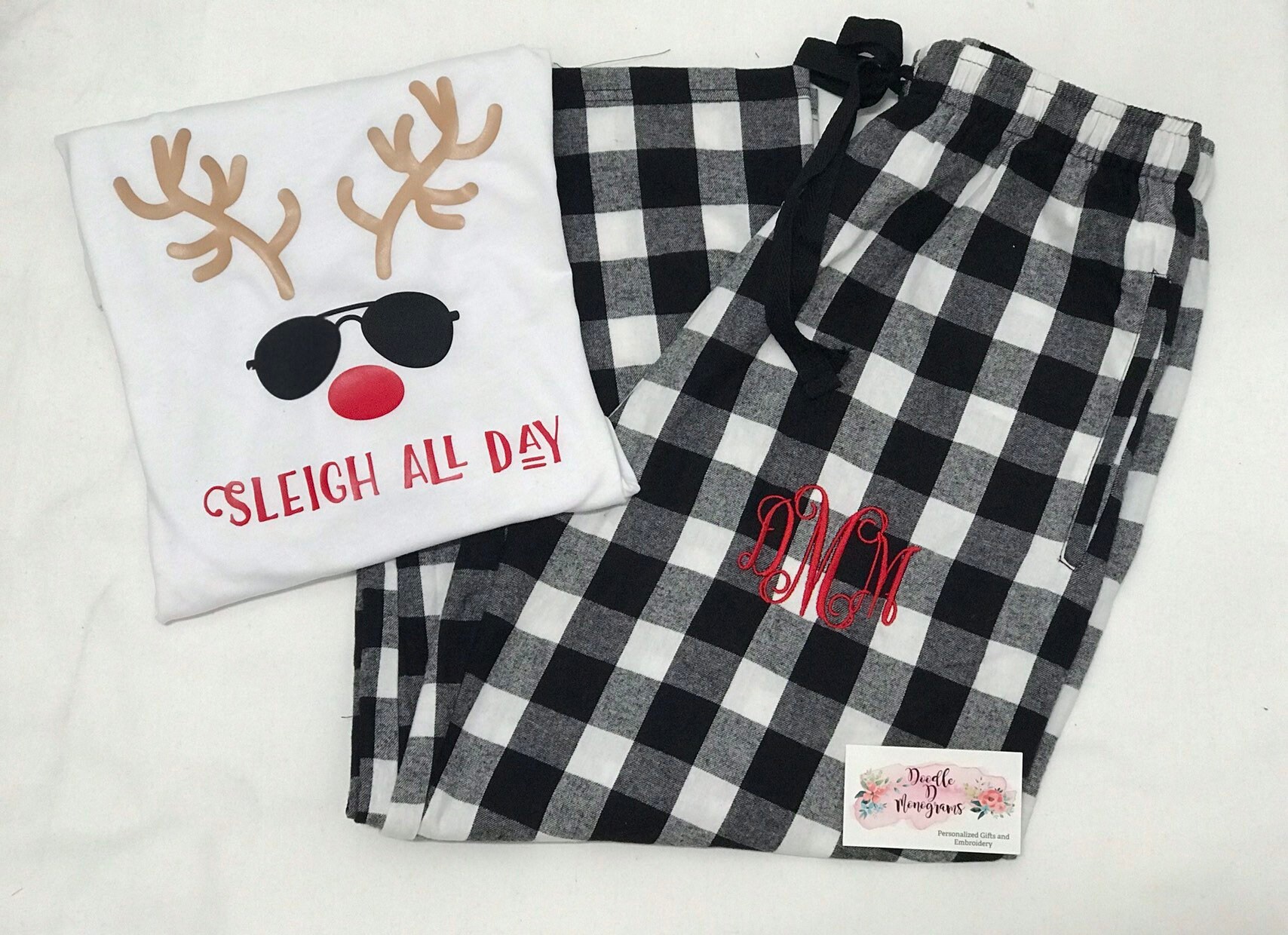 Christmas Pajama Set / Funny Pajamas / Buffalo Plaid PJ Pant Etsy