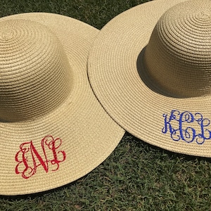 Monogrammed Floppy Hat / Honeymoon Hat / Beach Hat / Sun Hat / Wide Brim Hat