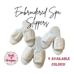 Monogrammed Spa Shoes / Bride Slippers / Cotton Waffle Slippers / monogrammed Slippers
