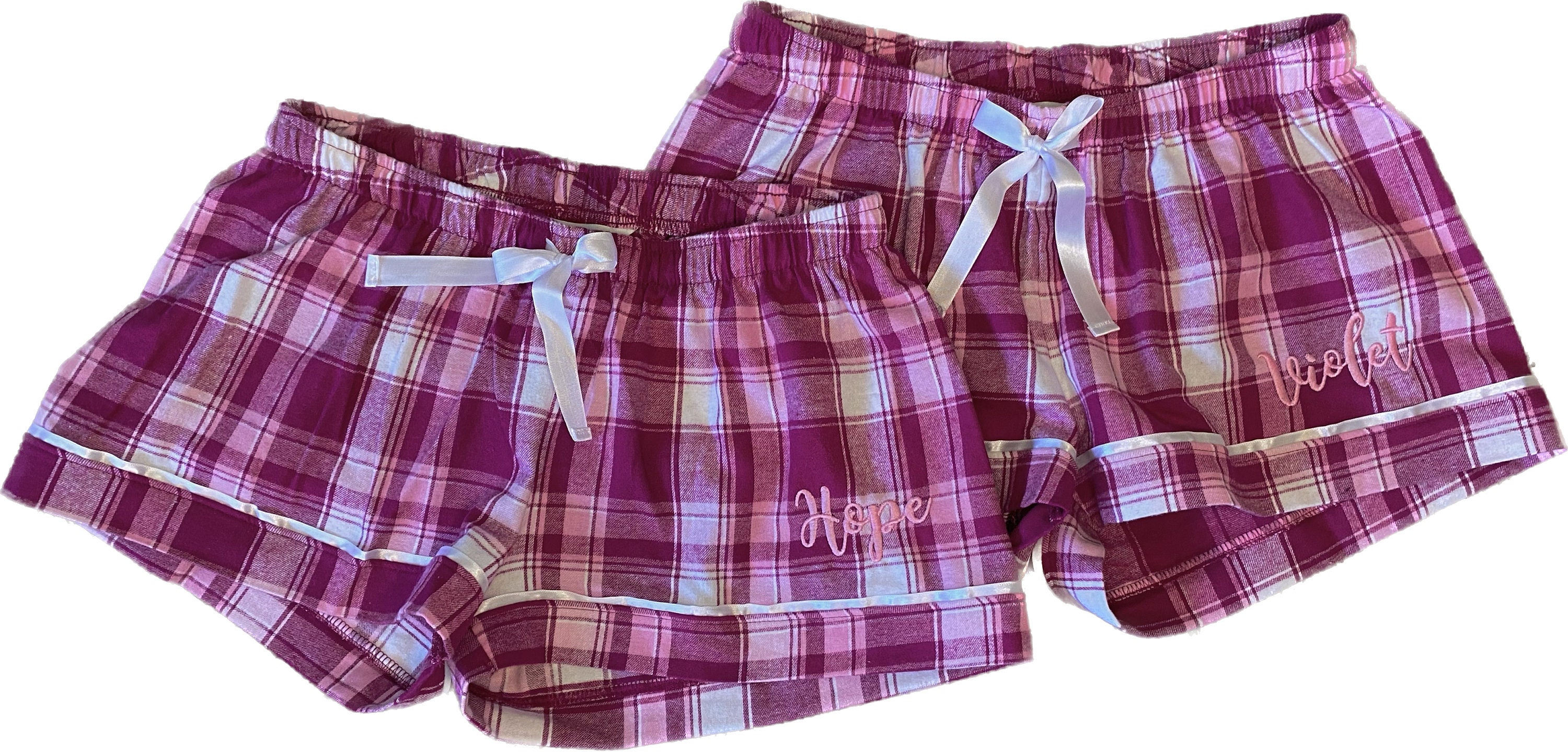 Monogrammed Boxers / Women's Boxer Shorts / Personalized Plaid Boxer Shorts  / Ladies Pajama Boxers 