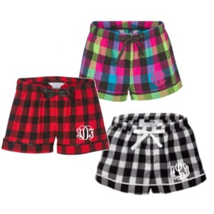 Monogrammed Boxers / Women&#39;s Boxer Shorts / Personalized Plaid Boxer Shorts / Ladies Pajama boxers