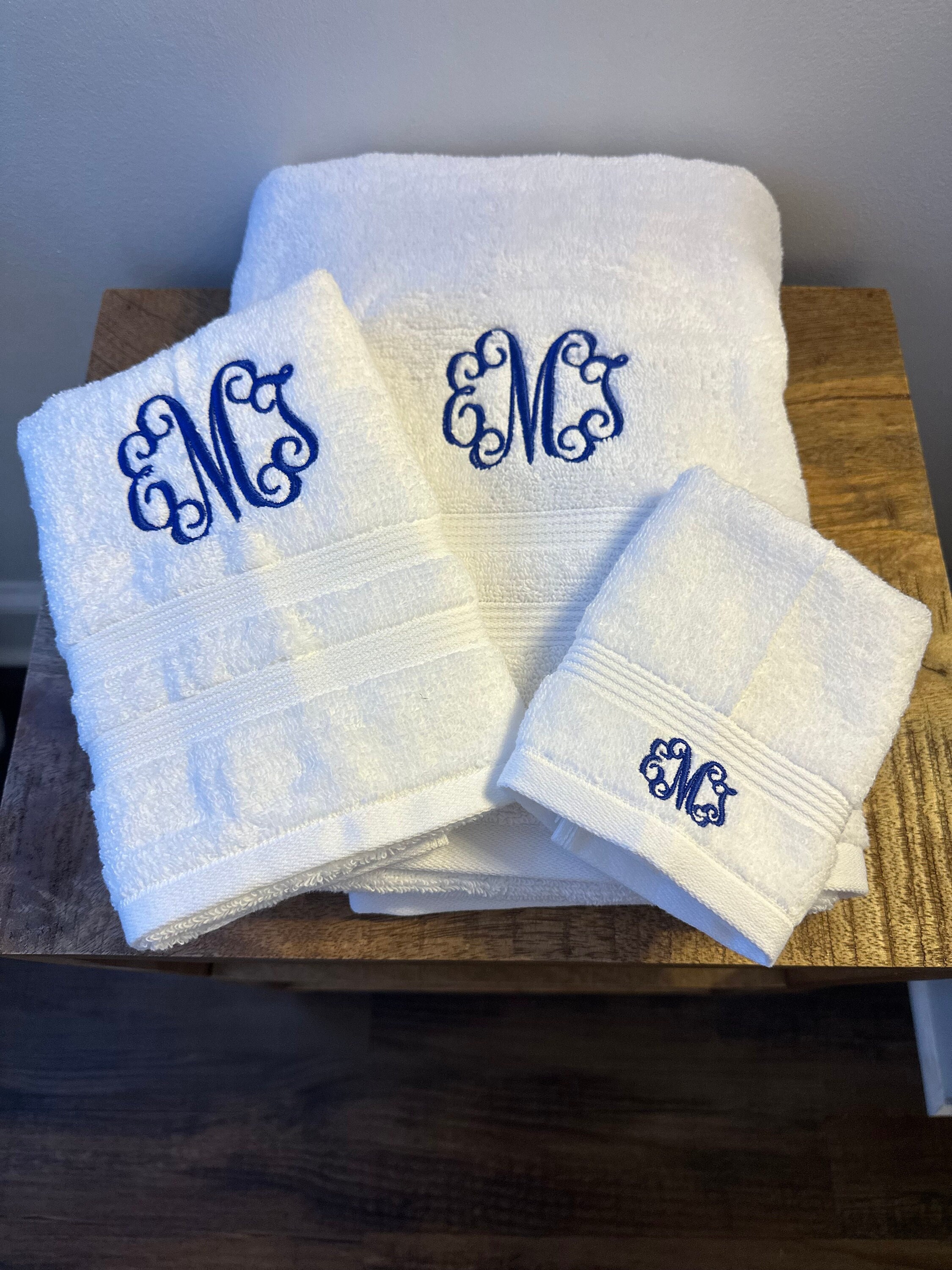White Monogram Towel Etsy