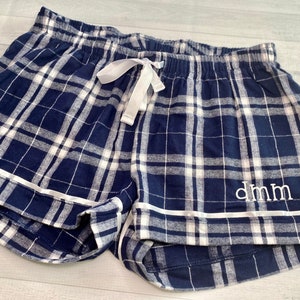 Personalized Flannel boxers / Monogrammed Boxer shorts / Plaid Boxer Shorts / Ladies Pajama boxer